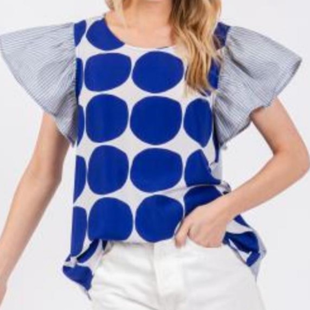 Fabulous Contrast Polka Dot Blouse Top